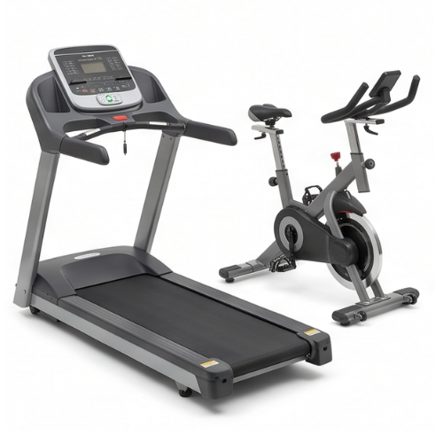 HIIT conditioning gear — treadmill and bike