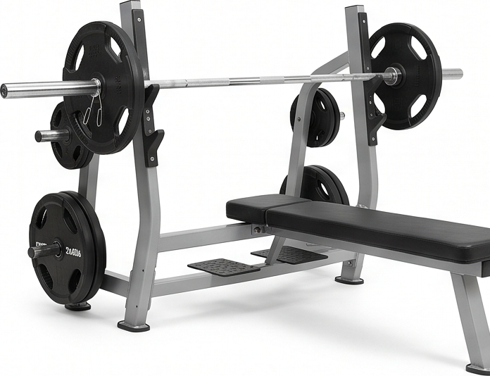 Olympic bench and free weights at Dean's Fitness Center