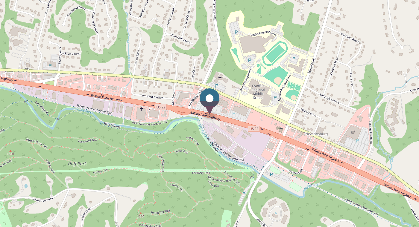 Map showing Dean's Fitness Center at 4540 William Penn Highway, Murrysville, PA